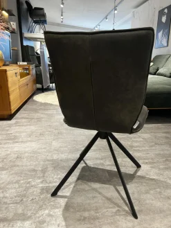 Natura Stuhlsets|4er-Set Stuhl Nottingham Stoff Microfaser Aberdeen Anthrazit Stativ Gestell Eisen Schwarz