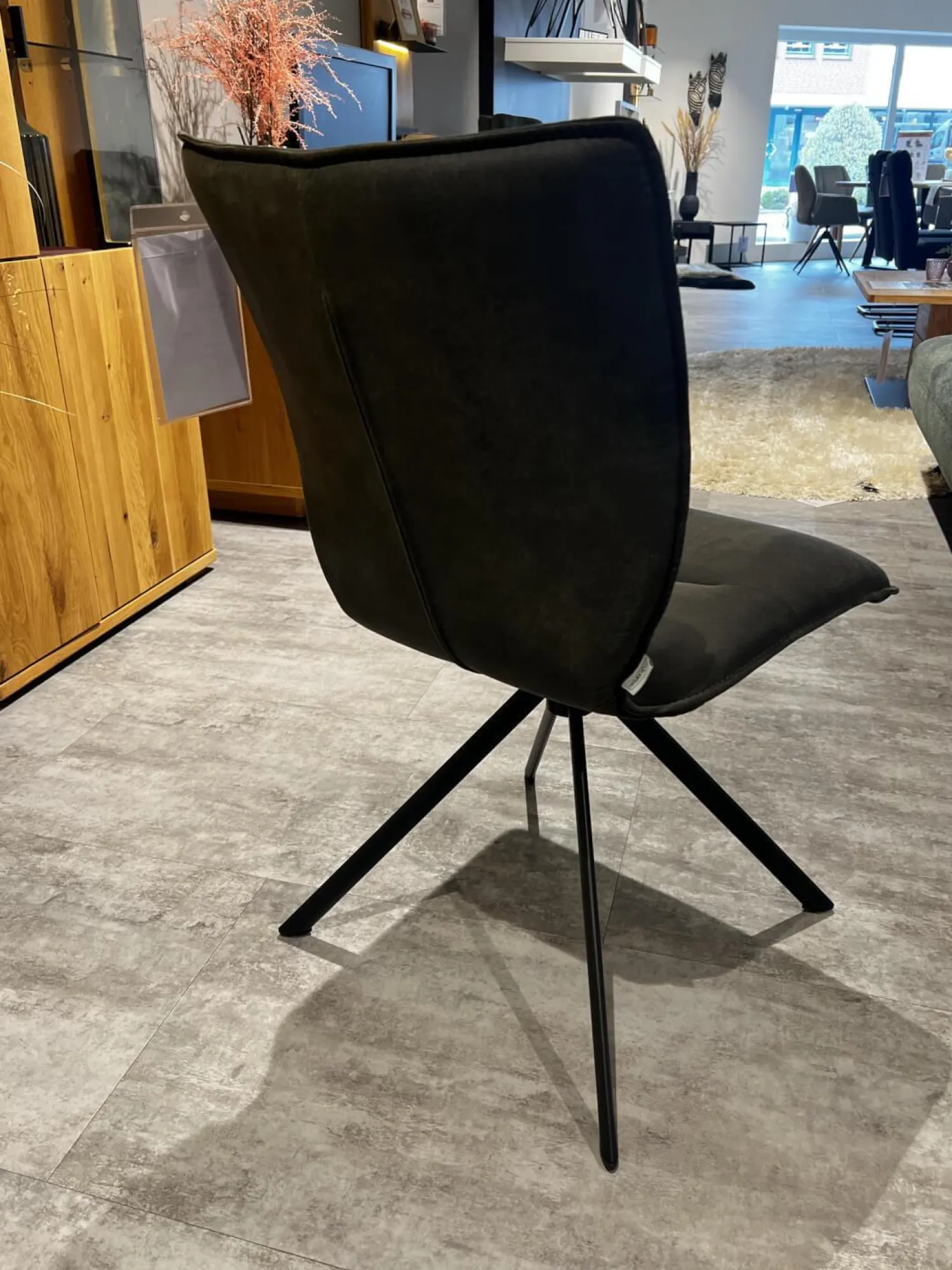 Natura Stuhlsets|4er-Set Stuhl Nottingham Stoff Microfaser Aberdeen Anthrazit Stativ Gestell Eisen Schwarz