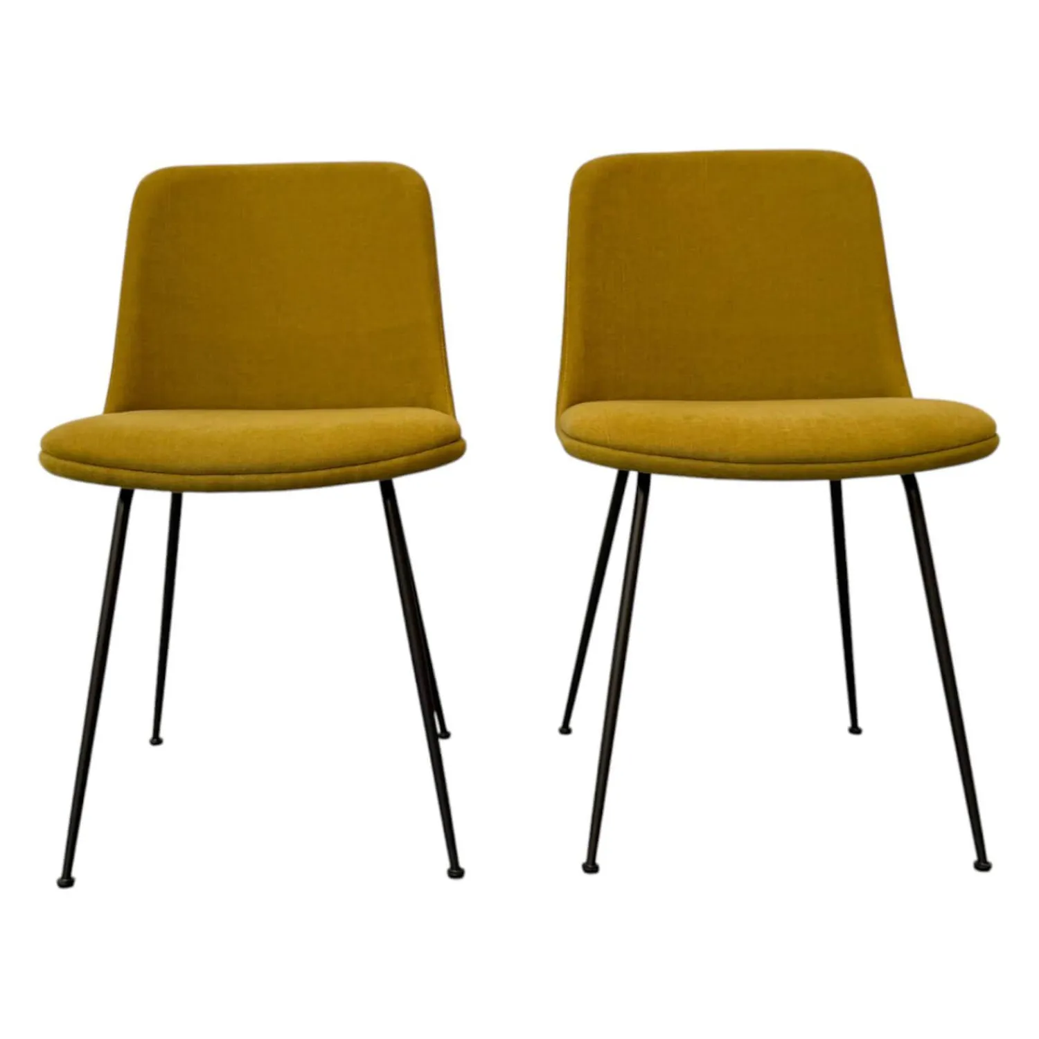 &tradition Stuhlsets|2er-Set Stuhl Rely Stoff Tube Base Hot Madison 528 Gelb Gestell Aluminium Bronze Schwarz Mit Plastikgleitern
