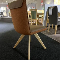 Koinor Stuhlsets|2er-Set Stuhl S1250 S3V Schemel 9 Massiv Wildeiche Natur 2207 Bezug Leder A India Musk Stoff 16 London 39 Schale S3