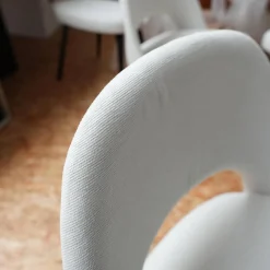 Knoll International Stuhlsets|6er-Set Stuhl Saarinen Kollektion Relax Bezug Stoff Dream 201DR Ivory Creme Stuhlbeine Eiche Ebenholz Gebeizt