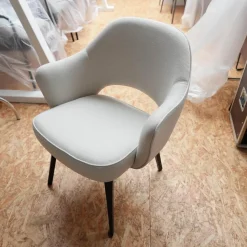 Knoll International Stuhlsets|6er-Set Stuhl Saarinen Kollektion Relax Bezug Stoff Dream 201DR Ivory Creme Stuhlbeine Eiche Ebenholz Gebeizt