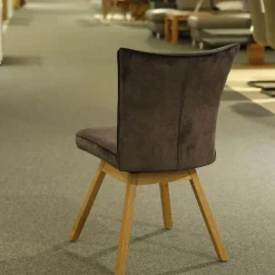 MCA Furniture Stuhlsets|4er-Set Stuhl Sion Stoff Vintage Veloursoptik Anthrazit Gestell Eiche Massiv Lackiert