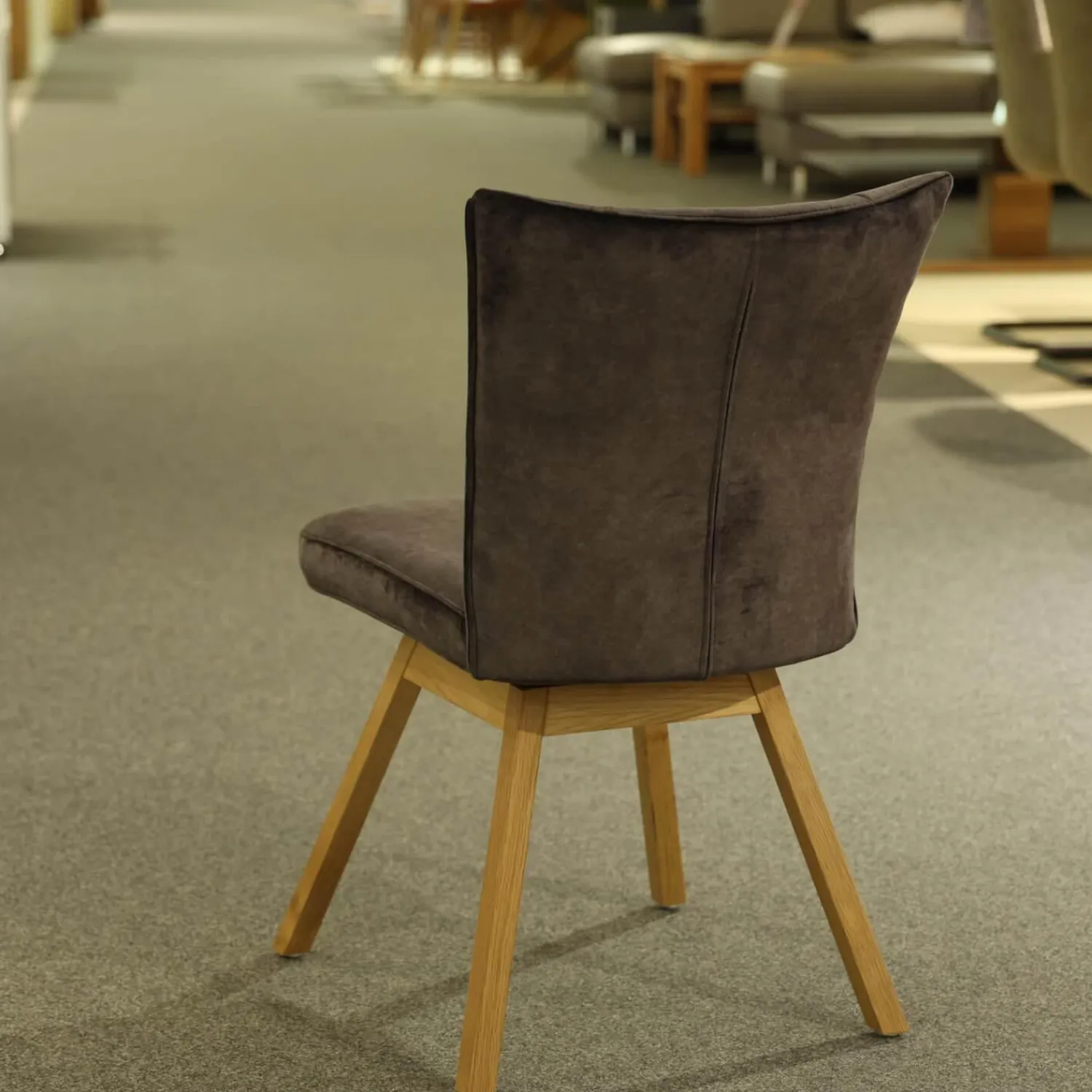 MCA Furniture Stuhlsets|4er-Set Stuhl Sion Stoff Vintage Veloursoptik Anthrazit Gestell Eiche Massiv Lackiert