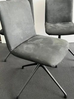 Riva1920 Stuhlsets|4er-Set Stuhl Soft D4 Leder Nabuk 28 Nero B2 Eisen Lackiert Irondest