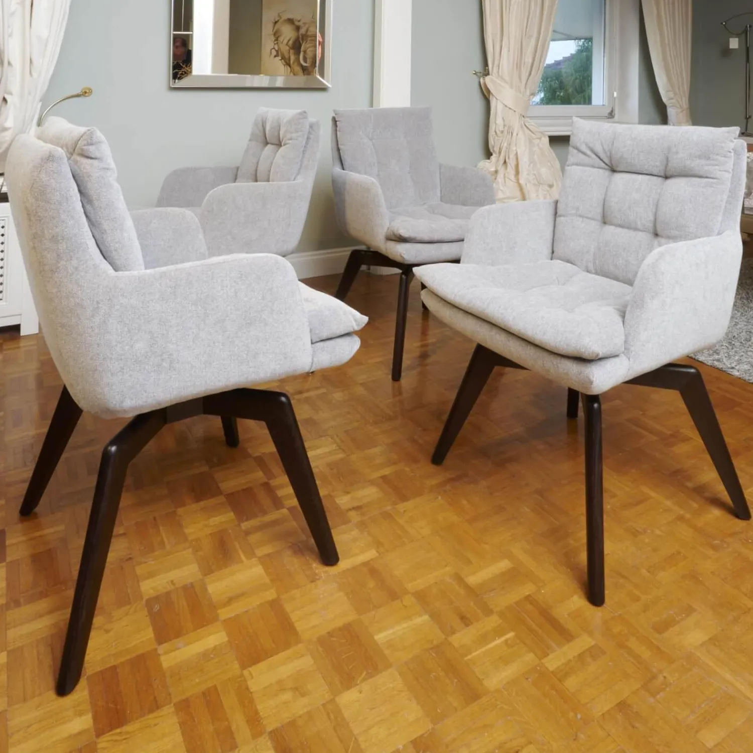 IP Design Stuhlsets|4er-Set Stuhl Soulmade Dining Stoff Tommy 1783-180 Grau Gestell Eiche Wengefarbig