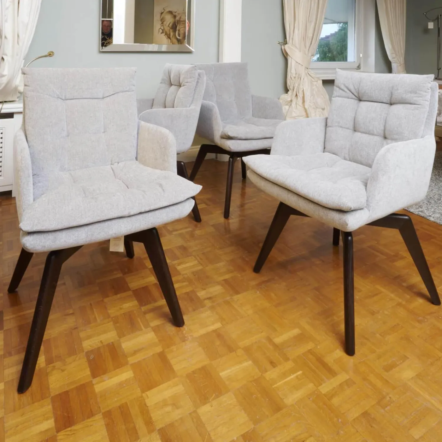 IP Design Stuhlsets|4er-Set Stuhl Soulmade Dining Stoff Tommy 1783-180 Grau Gestell Eiche Wengefarbig