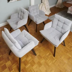 IP Design Stuhlsets|4er-Set Stuhl Soulmade Dining Stoff Tommy 1783-180 Grau Gestell Eiche Wengefarbig