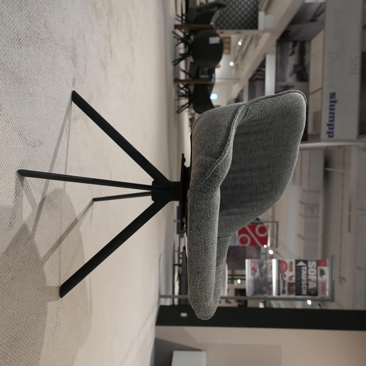 Musterring Stuhlsets|5er-Set Stuhl Trevio Leder Schwarz Stoff Grau Drehgestell Metall Schwarz