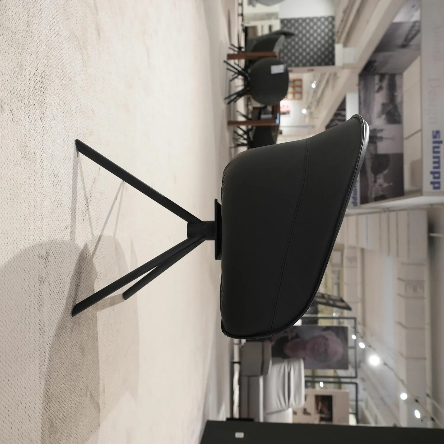 Musterring Stuhlsets|5er-Set Stuhl Trevio Leder Schwarz Stoff Grau Drehgestell Metall Schwarz