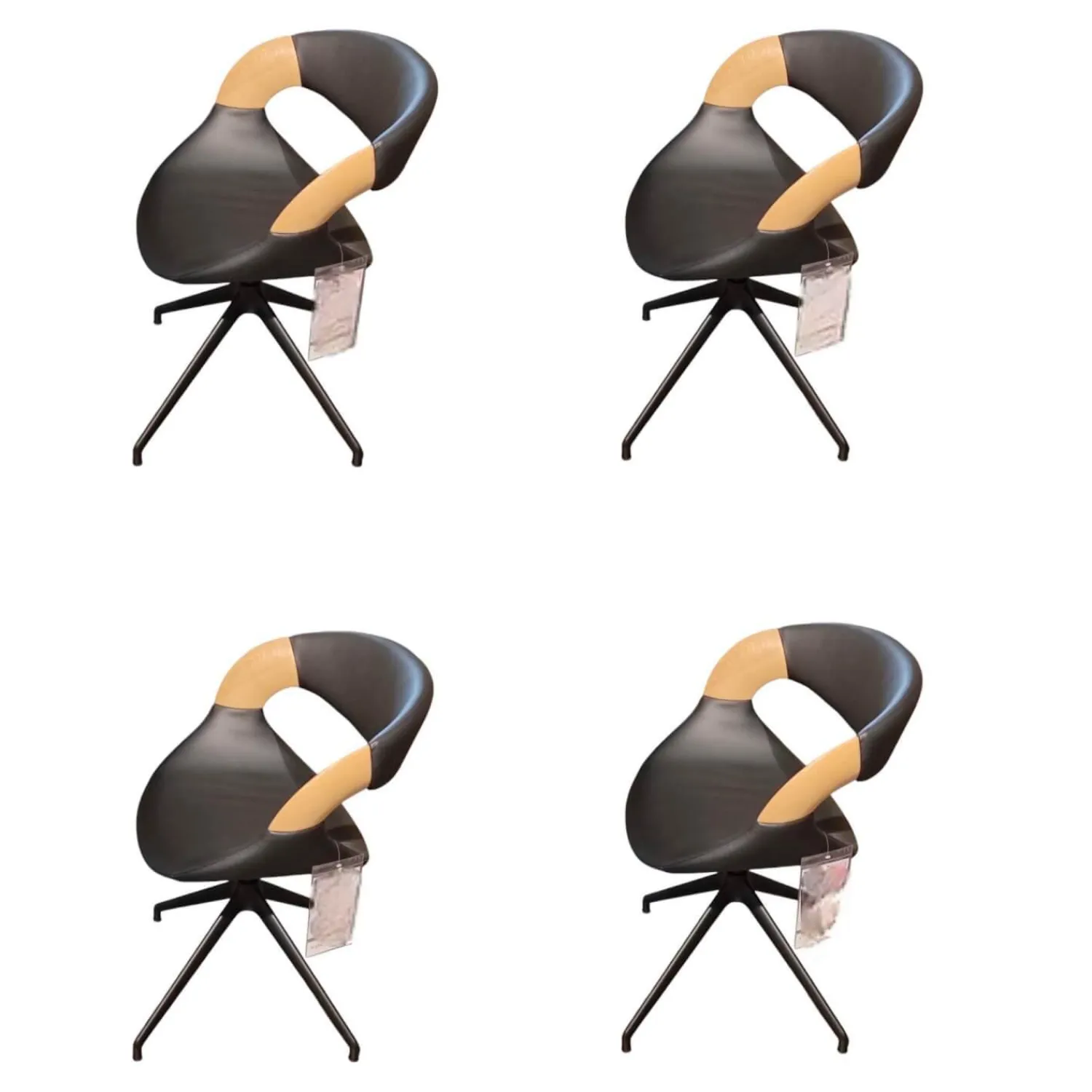 Voglauer Stuhlsets|4er-Set Stuhl V-Alpin Leder SAGP76 Schwarz Und SAGP78 Stone Grau Gestell Eiche Altholz