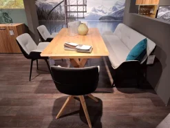 Voglauer Stuhlsets|4er-Set Stuhl Vgalvino Außen Leder Schwarz Innen Loden Grauweiß mit Bank