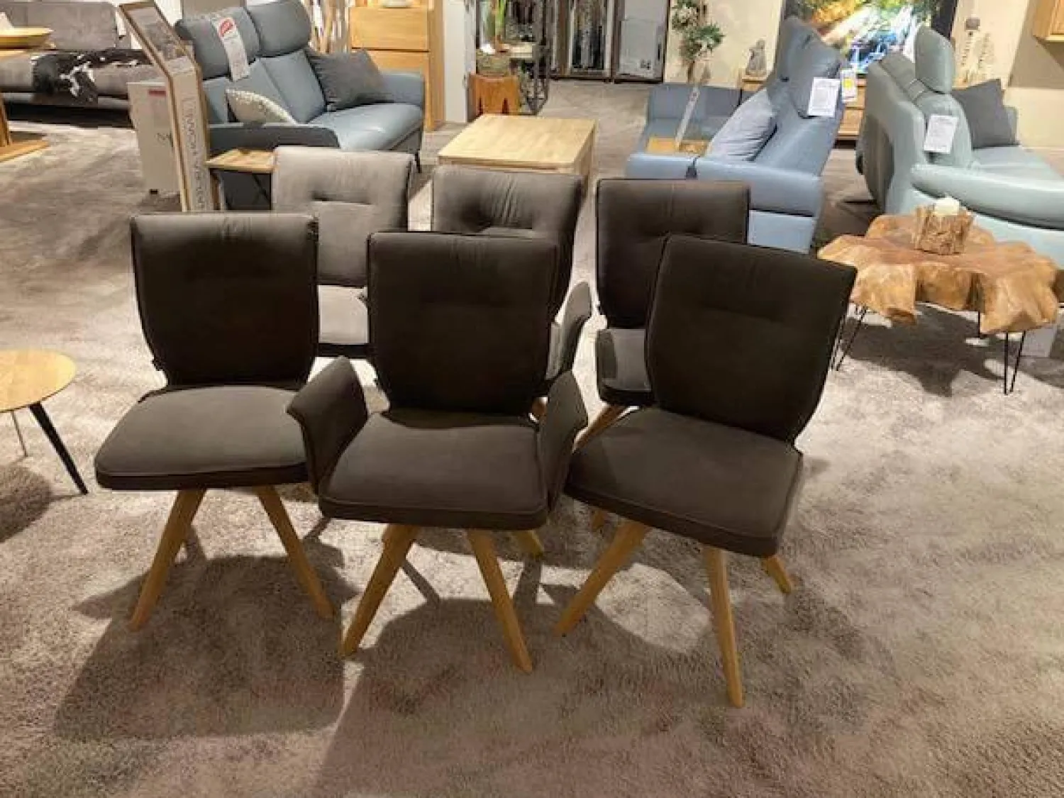 Natura Stuhlsets|6er-Set Stuhl Westmore Stoff Texel Schlamm Braun Grau