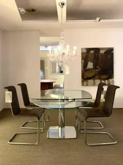 Tecta Stuhlsets|4er-Set Stuhlgruppe B 20 I Leder Schwarzbraun Geflecht Schwarzbraun Gestell Verchromt