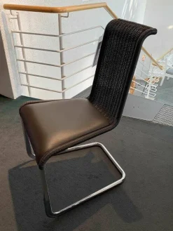 Tecta Stuhlsets|4er-Set Stuhlgruppe B 20 I Leder Schwarzbraun Geflecht Schwarzbraun Gestell Verchromt