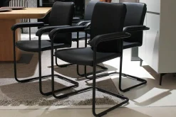 Tecta Stuhlsets|4er-Set Stuhlgruppe D14 Leder PG I Schwarz Gestell Stahlrohr Schwarz Pulverbeschichtet