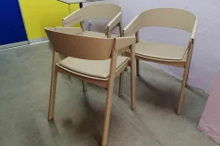 Muuto Stuhlsets|3er-Set Stuhlset Cover Armchair Refine Leder Stone Graubeige Gestell Lackierte Buche