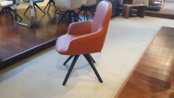 Rolf Benz Stuhlsets|4er-Set STU-VF 671 Leder Medium Kupferbraun Gestell Eiche Gebeizt Schwarz