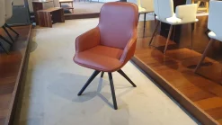 Rolf Benz Stuhlsets|4er-Set STU-VF 671 Leder Medium Kupferbraun Gestell Eiche Gebeizt Schwarz