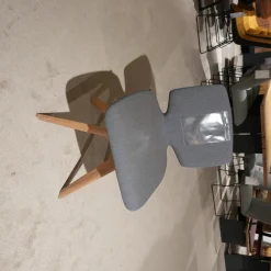 Team 7 Stuhlsets|2er-Set Suhl Aye Asdoa Stoff Canvas Hellblau Gestell Eiche Weißöl ohne Armlehnen