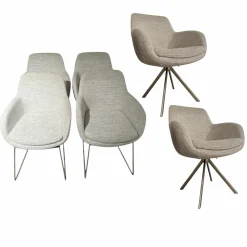 Musterring Stuhlsets|6er-Set Tavia Schalensessel Stoff JAB 16070 Grau Kufengestell Edelstahl