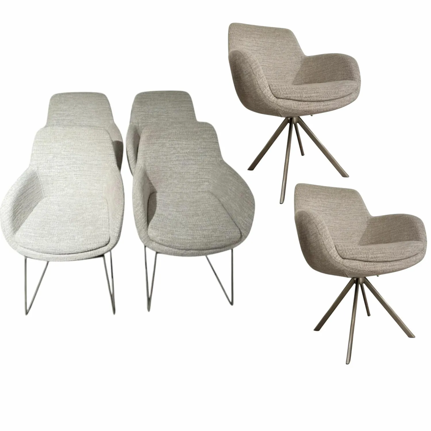 Musterring Stuhlsets|6er-Set Tavia Schalensessel Stoff JAB 16070 Grau Kufengestell Edelstahl