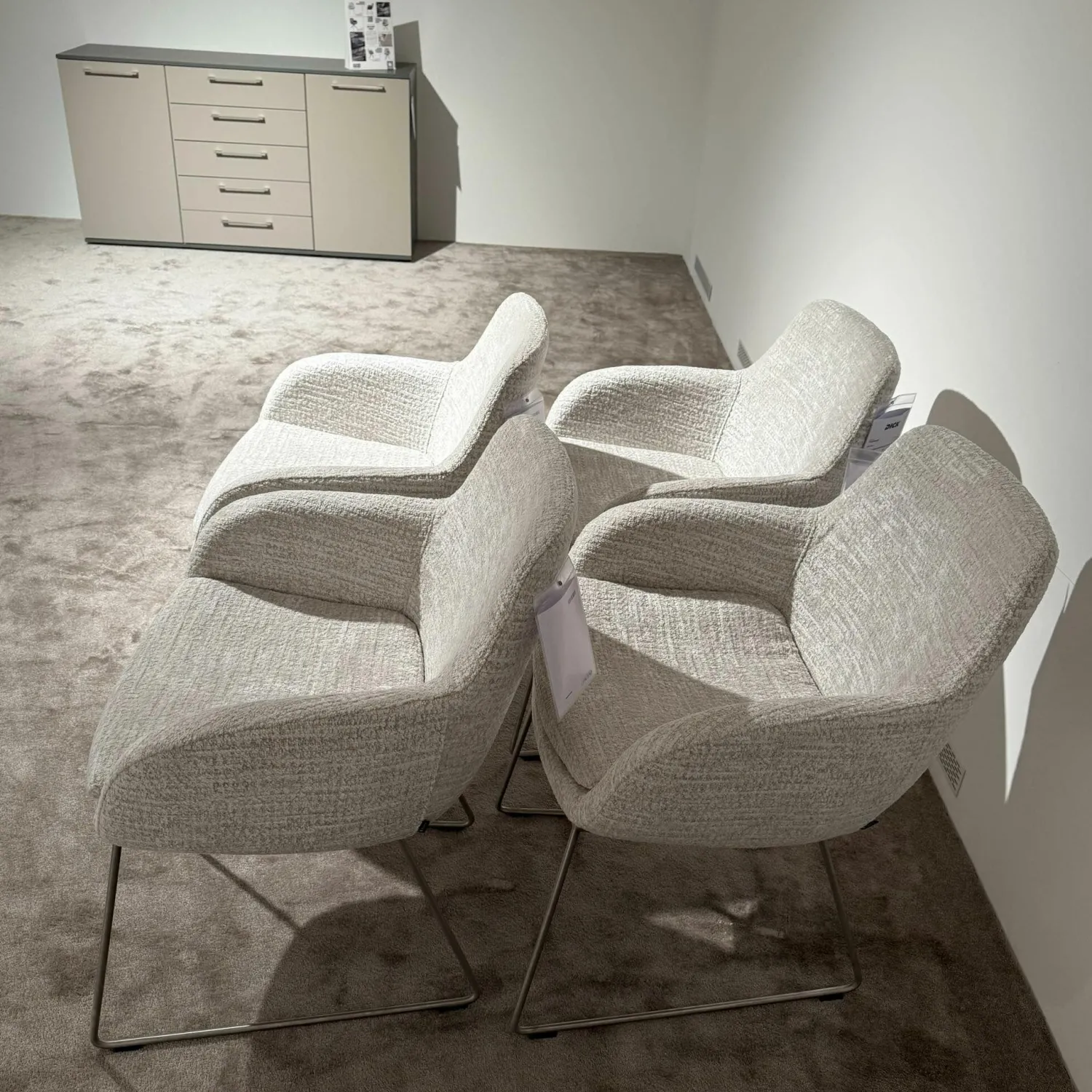 Musterring Stuhlsets|6er-Set Tavia Schalensessel Stoff JAB 16070 Grau Kufengestell Edelstahl