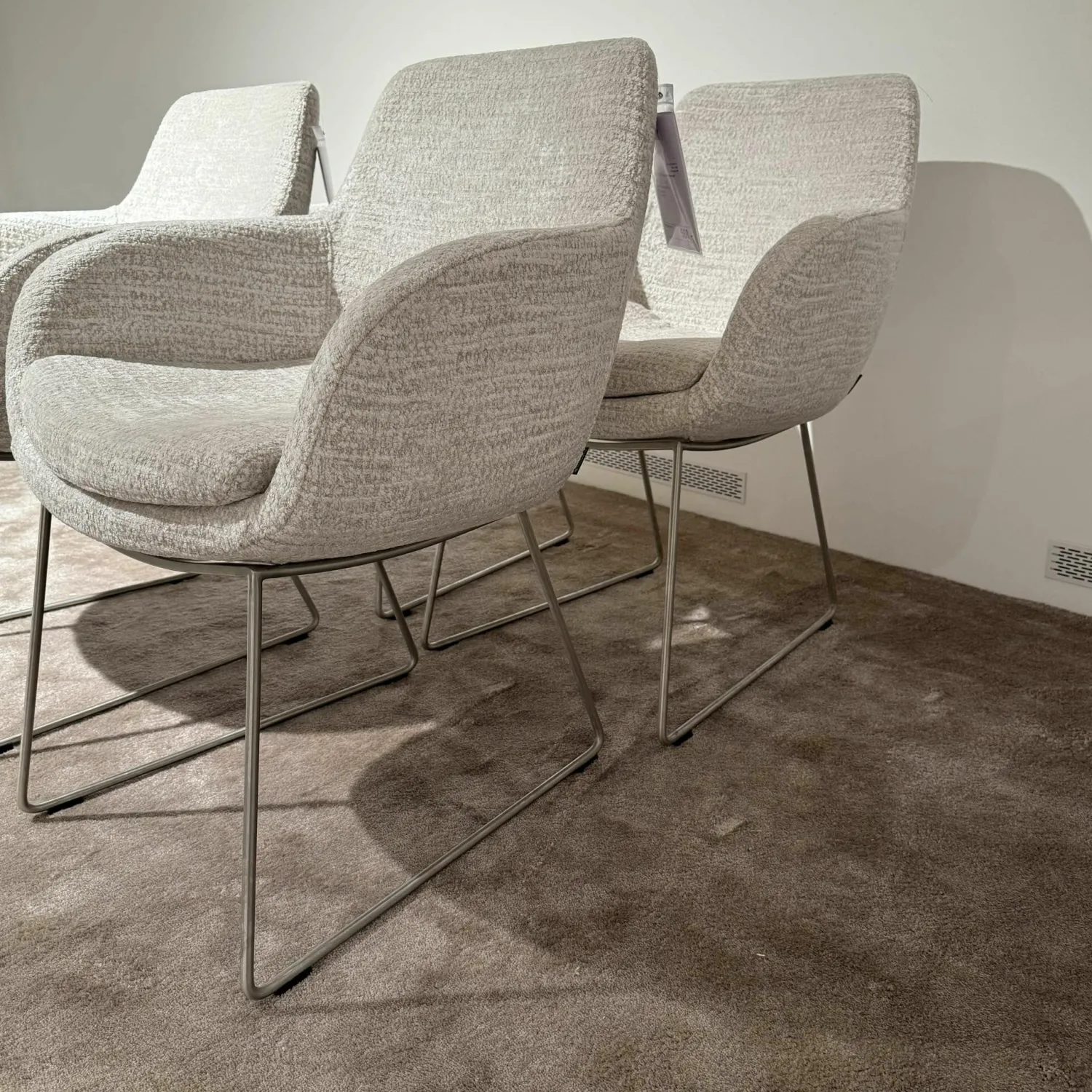 Musterring Stuhlsets|6er-Set Tavia Schalensessel Stoff JAB 16070 Grau Kufengestell Edelstahl