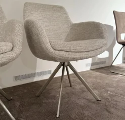 Musterring Stuhlsets|6er-Set Tavia Schalensessel Stoff JAB 16070 Grau Kufengestell Edelstahl