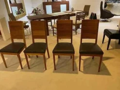 Scholtissek Stuhlsets|4er-Set Varell Amerikanische Kirsche Geölt Lederbezogen