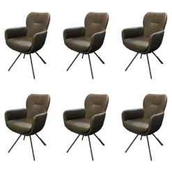 Gealux Stuhlsets|6er-Set Vierfußstuhl Leder Polo 1045 Schwarz Gestell Schwarz Drehbar Inklusive Filzgleiter