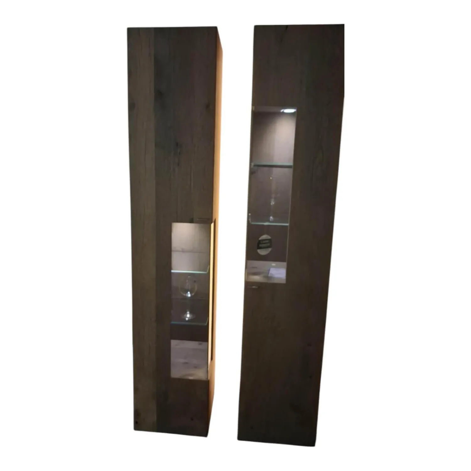 Venjakob Vitrinen & Highboards|2er-Set Vitrine Cosmo Eiche Rustico Stone Braun Grau Inklusive LED Beleuchtung