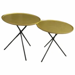 Ronald Schmitt Design Beistelltische|2er-Set WK866 8100062 MDF Gold Gestell Schwarz Lack