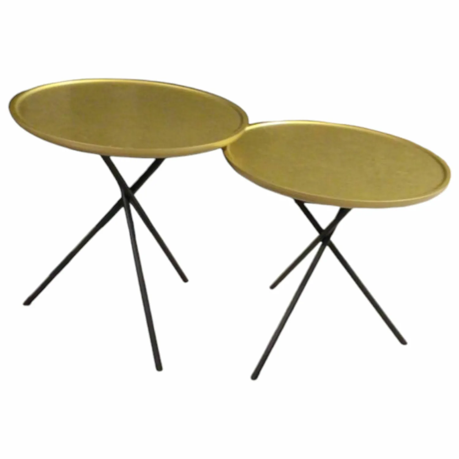 Ronald Schmitt Design Beistelltische|2er-Set WK866 8100062 MDF Gold Gestell Schwarz Lack