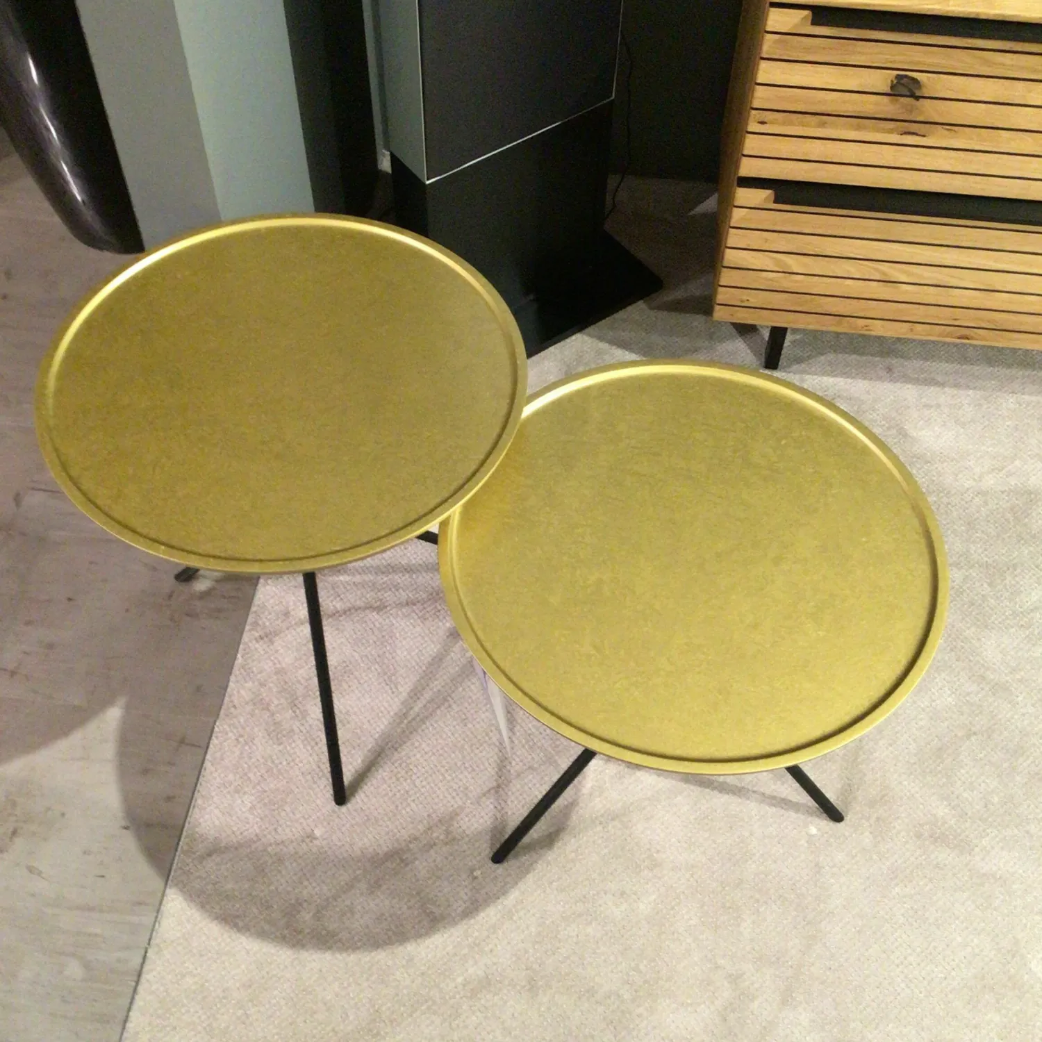 Ronald Schmitt Design Beistelltische|2er-Set WK866 8100062 MDF Gold Gestell Schwarz Lack