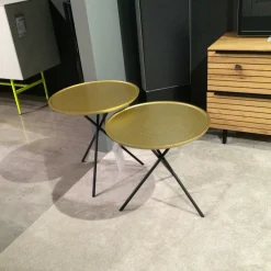 Ronald Schmitt Design Beistelltische|2er-Set WK866 8100062 MDF Gold Gestell Schwarz Lack