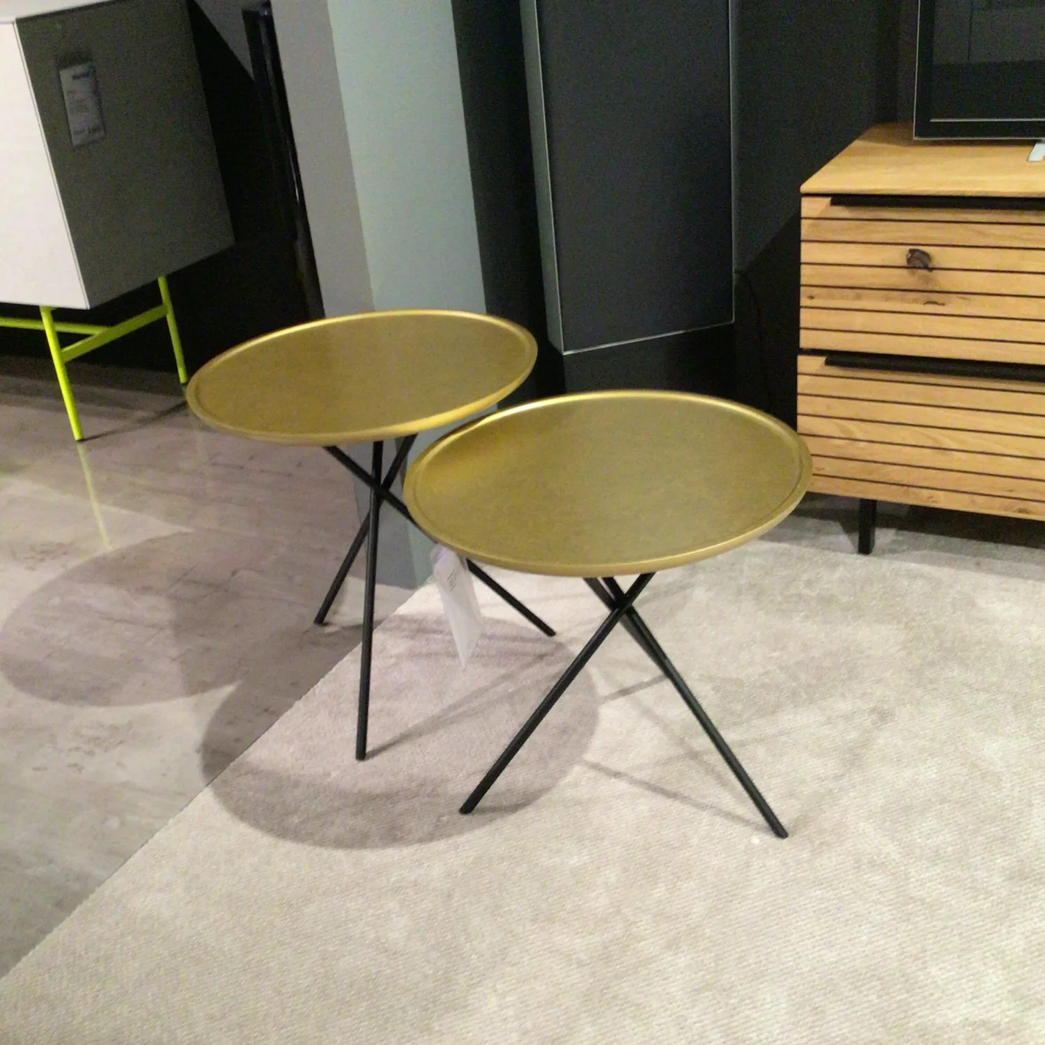 Ronald Schmitt Design Beistelltische|2er-Set WK866 8100062 MDF Gold Gestell Schwarz Lack