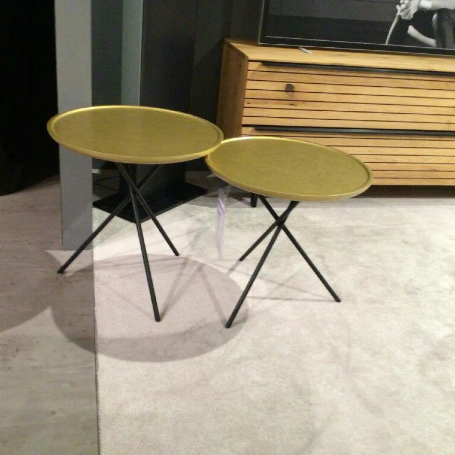 Ronald Schmitt Design Beistelltische|2er-Set WK866 8100062 MDF Gold Gestell Schwarz Lack