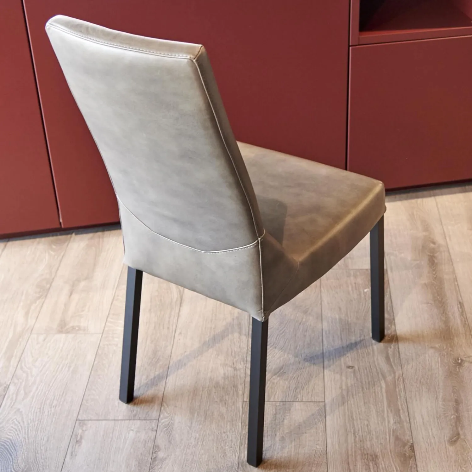 WK Wohnen Stuhlsets|6er-Stuhl Set WK 700 Leder Dakar Classic Greystone Gestell Edelstahl Quadratrohr