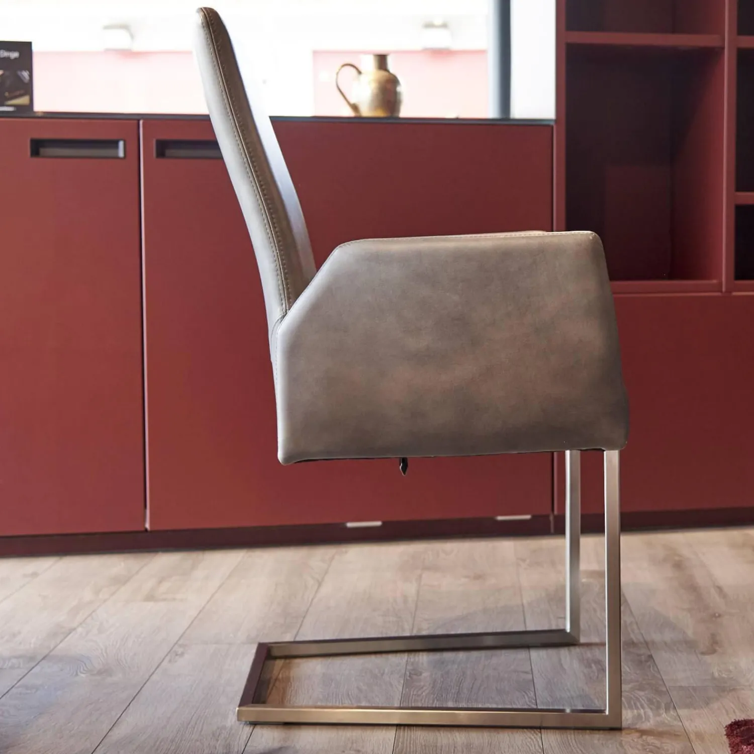 WK Wohnen Stuhlsets|6er-Stuhl Set WK 700 Leder Dakar Classic Greystone Gestell Edelstahl Quadratrohr