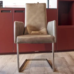 WK Wohnen Stuhlsets|6er-Stuhl Set WK 700 Leder Dakar Classic Greystone Gestell Edelstahl Quadratrohr