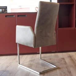 WK Wohnen Stuhlsets|6er-Stuhl Set WK 700 Leder Dakar Classic Greystone Gestell Edelstahl Quadratrohr