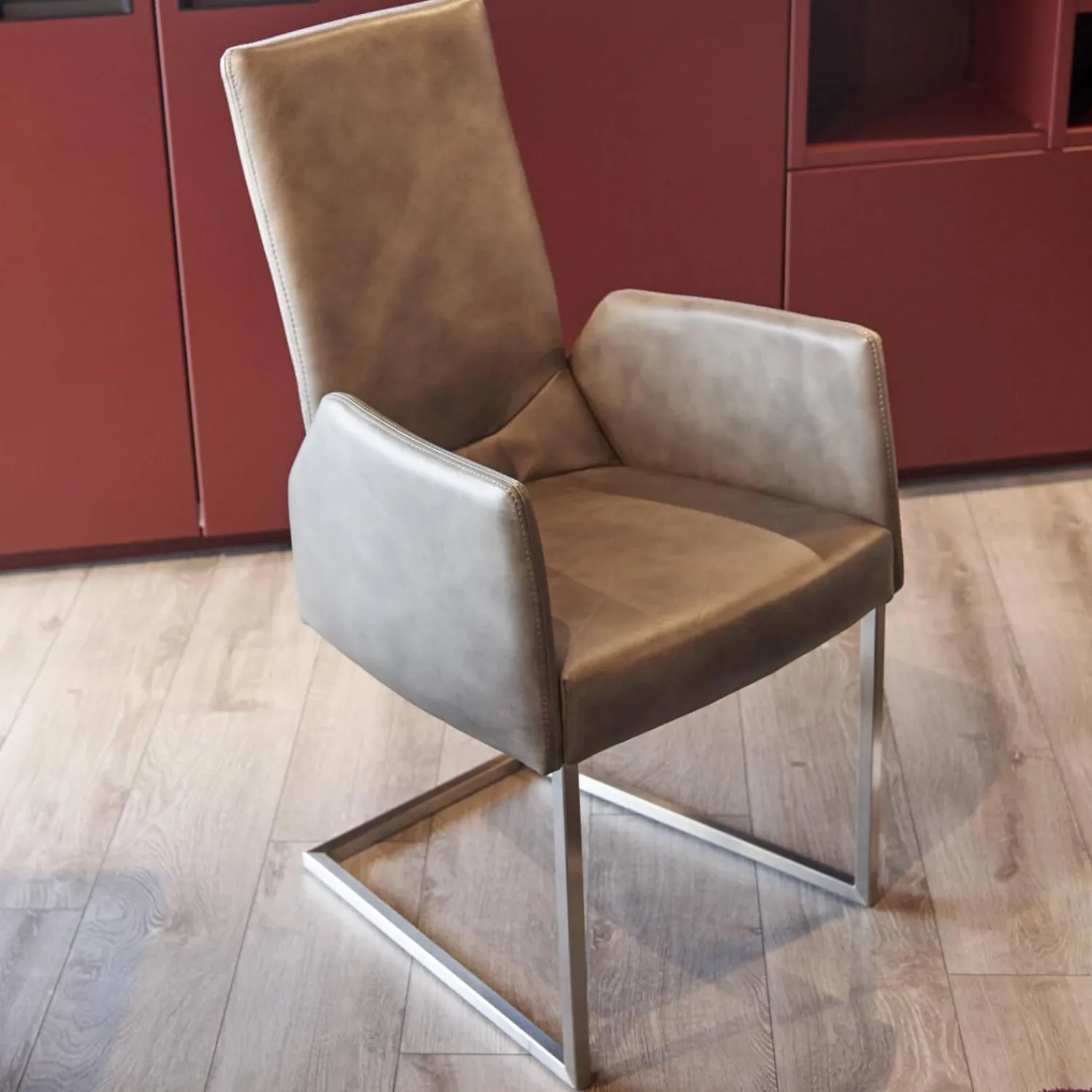 WK Wohnen Stuhlsets|6er-Stuhl Set WK 700 Leder Dakar Classic Greystone Gestell Edelstahl Quadratrohr