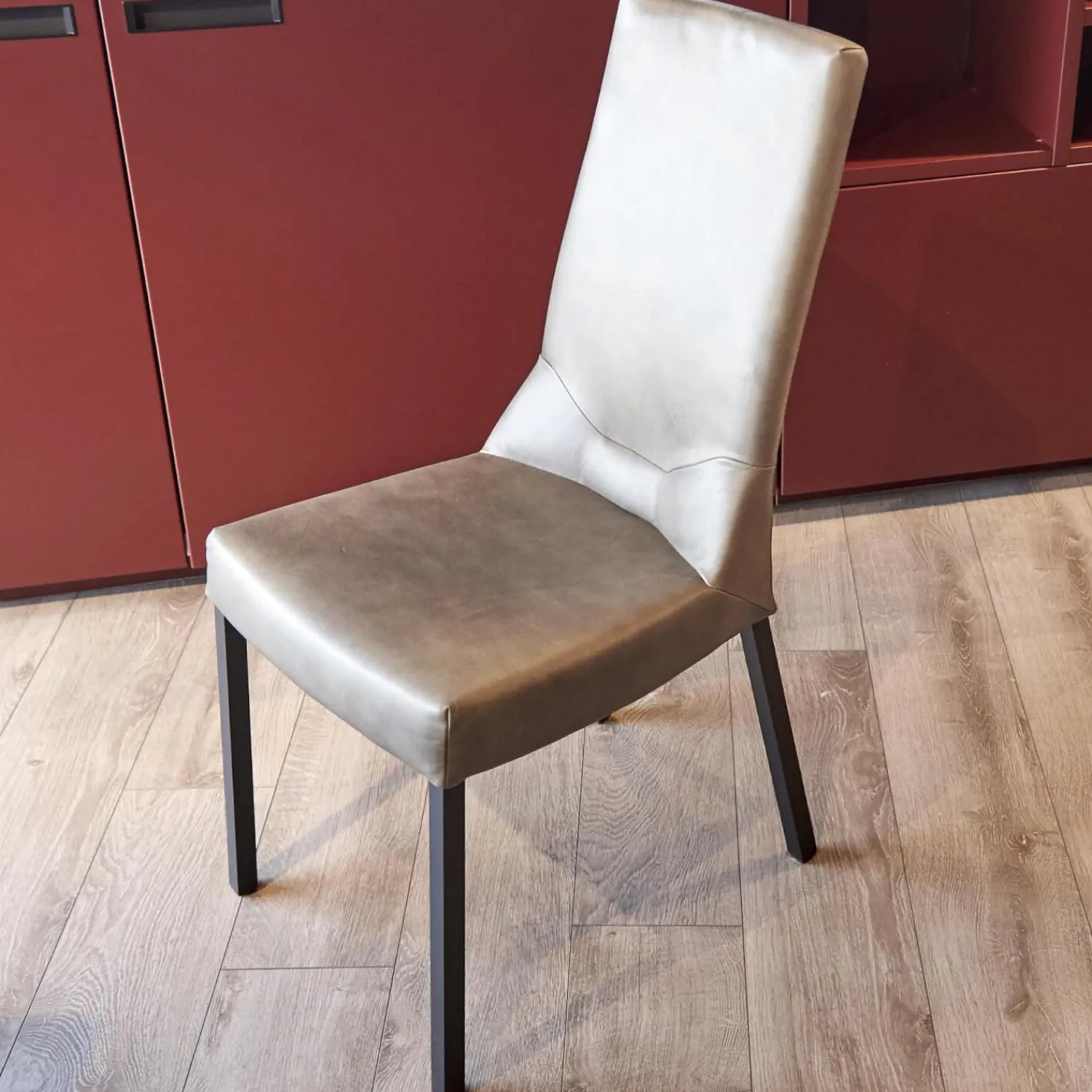 WK Wohnen Stuhlsets|6er-Stuhl Set WK 700 Leder Dakar Classic Greystone Gestell Edelstahl Quadratrohr