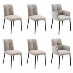 Mobitec Stuhlsets|6er-Stuhlset Edvin Stoff Mango Taupe PG4 Gestell Eiche E10 Mattschwarz