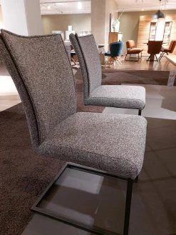 Global Stuhlsets|6er-Stuhlset Floriana 2 Armlehnenstühle 4 Freischwinger Leder Sierra Walnut Braun Stoff Oasis Wood