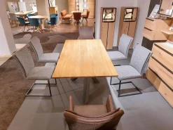 Global Stuhlsets|6er-Stuhlset Floriana 2 Armlehnenstühle 4 Freischwinger Leder Sierra Walnut Braun Stoff Oasis Wood