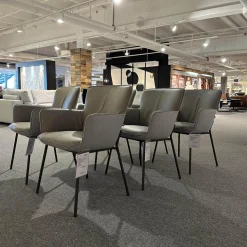 Rolf Benz Stuhlsets|6er-Stuhlset K-Stu 655 + RSA-Stu 655 Koprus In Leder 38.101 Steingrau Rückenschale In Stoff 28.101 Signalgrau/Taubenblau Meliert Gestell Vierfuß Rundrohr Stahl Glatt Pulverbeschichtet Seidenmatt Umbragrau