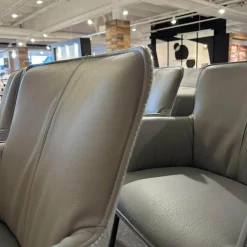 Rolf Benz Stuhlsets|6er-Stuhlset K-Stu 655 + RSA-Stu 655 Koprus In Leder 38.101 Steingrau Rückenschale In Stoff 28.101 Signalgrau/Taubenblau Meliert Gestell Vierfuß Rundrohr Stahl Glatt Pulverbeschichtet Seidenmatt Umbragrau