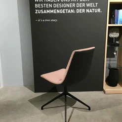 Team 7 Stuhlsets|6er-Stuhlset Lui Außen Leder Anthrazit Innen Stoff Canvas Rose